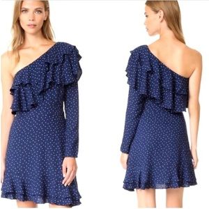 WAYF polka dot one shoulder dress